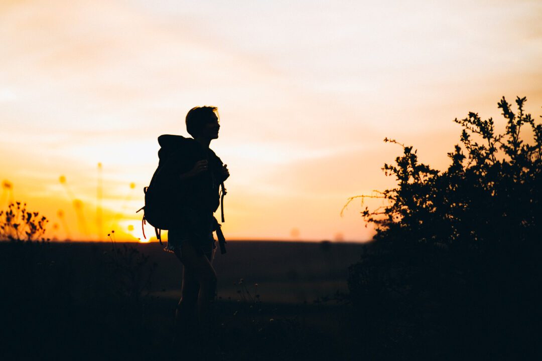 woman hiking in the mountains